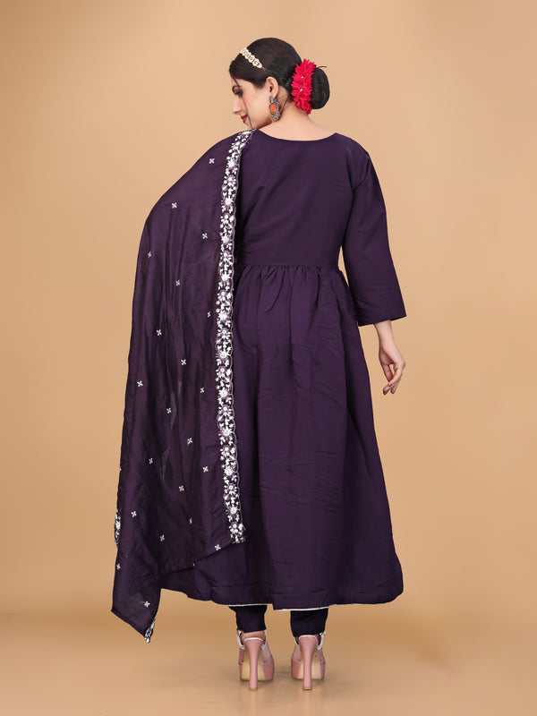 Festive Embroidered Anarkali Kurti Set with Chanderi Dupatta | Parmeshwari Ethnic