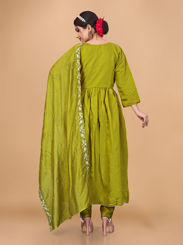 Festive Embroidered Anarkali Kurti Set with Chanderi Dupatta | Parmeshwari Ethnic