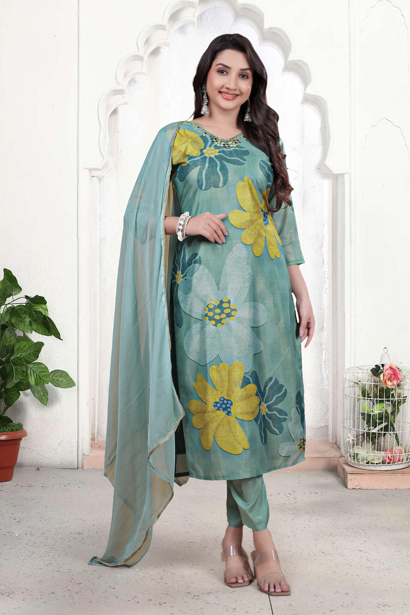 Pure Muslin Kurti Set with Dupatta – Khatli Handwork | Parmeshwari Ethnic