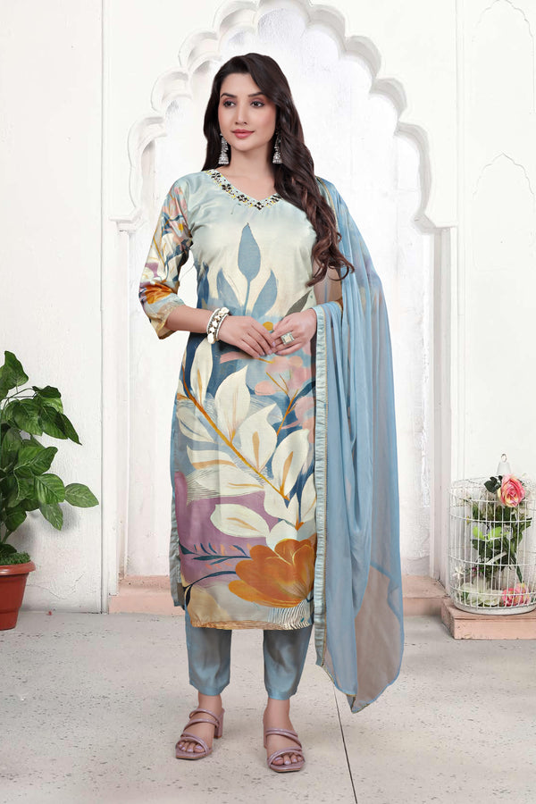 Pure Muslin Kurti Set with Dupatta – Khatli Handwork | Parmeshwari Ethnic