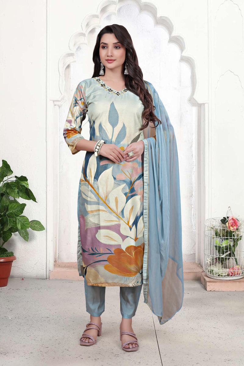 Pure Muslin Kurti Set with Dupatta – Khatli Handwork | Parmeshwari Ethnic