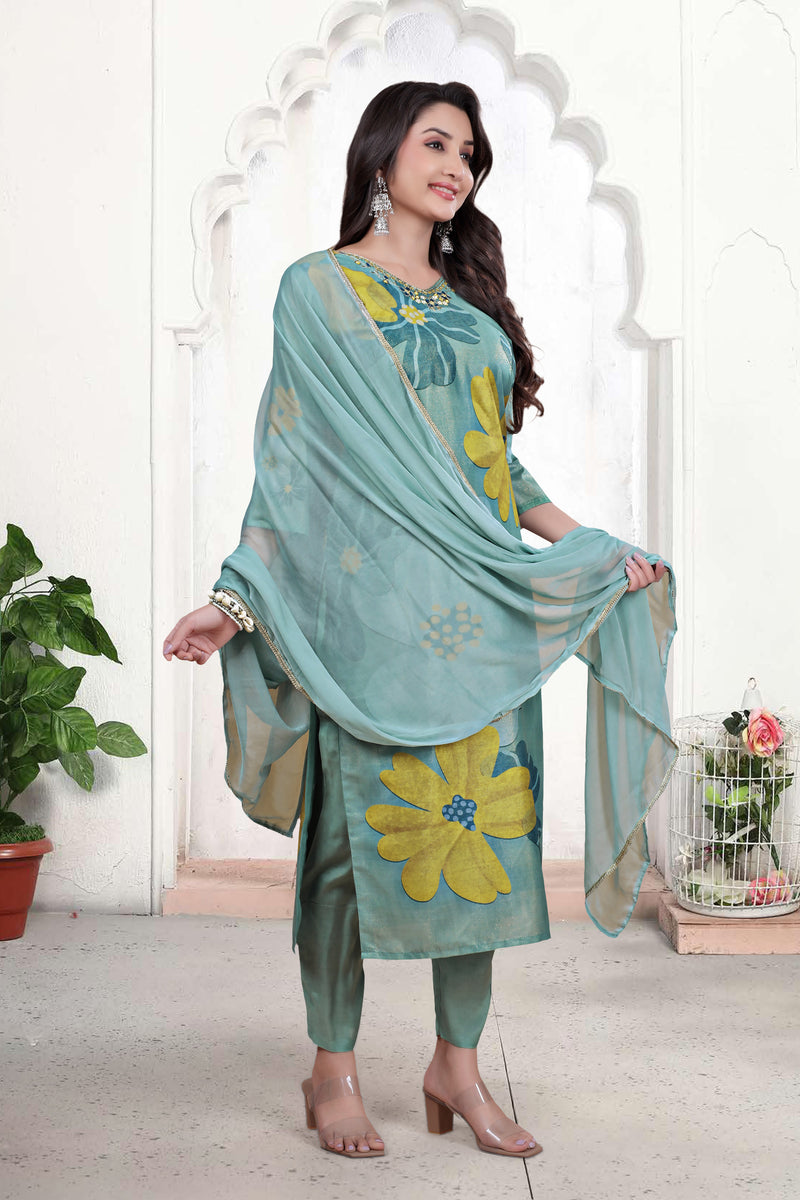 Pure Muslin Kurti Set with Dupatta – Khatli Handwork | Parmeshwari Ethnic