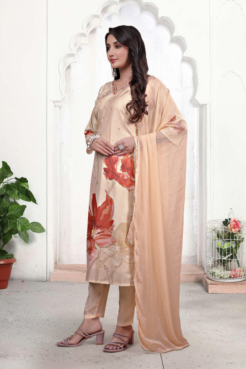 Pure Muslin Kurti Set with Dupatta – Khatli Handwork | Parmeshwari Ethnic