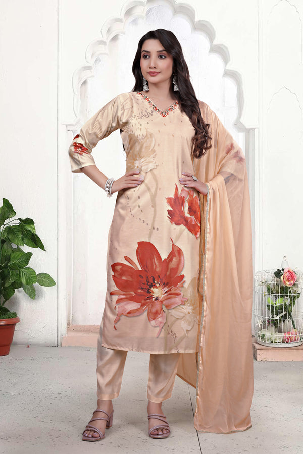 Pure Muslin Kurti Set with Dupatta – Khatli Handwork | Parmeshwari Ethnic
