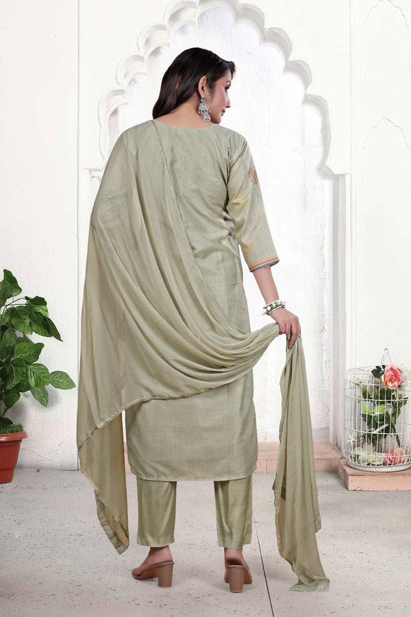 Pure Muslin Kurti Set with Dupatta – Khatli Handwork | Parmeshwari Ethnic
