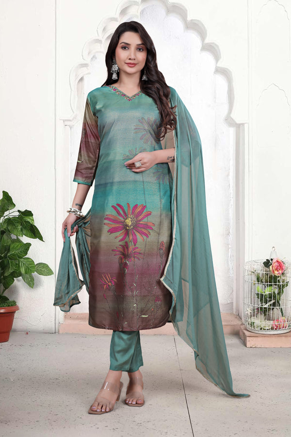 Pure Muslin Kurti Set with Dupatta – Khatli Handwork | Parmeshwari Ethnic