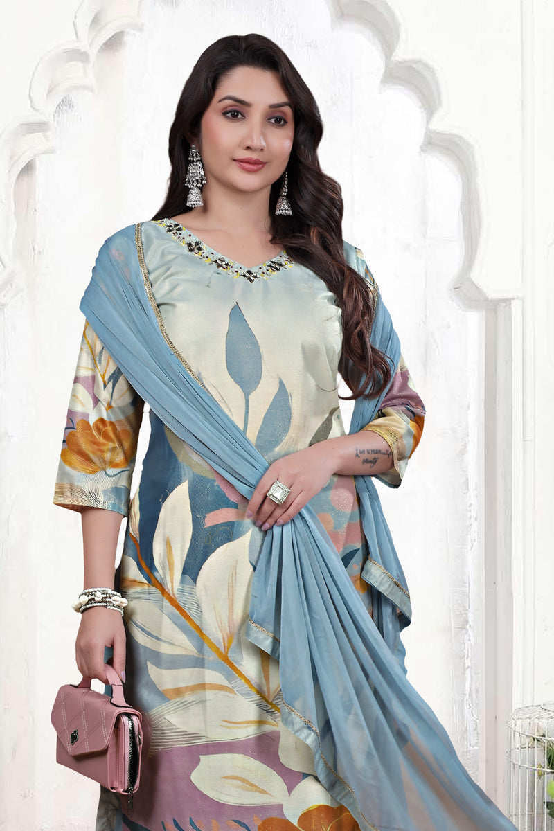 Pure Muslin Kurti Set with Dupatta – Khatli Handwork | Parmeshwari Ethnic