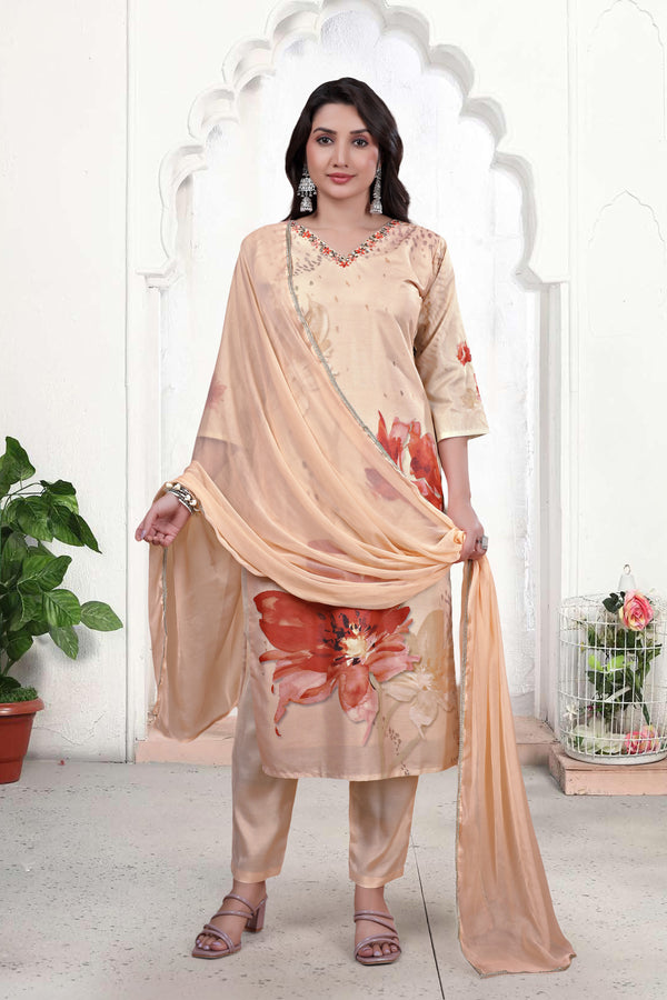 Pure Muslin Kurti Set with Dupatta – Khatli Handwork | Parmeshwari Ethnic