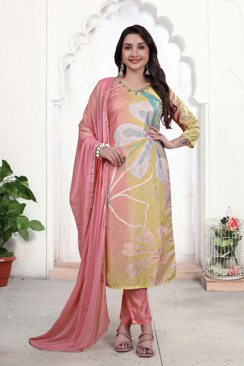 Pure Muslin Kurti Set with Dupatta – Khatli Handwork | Parmeshwari Ethnic