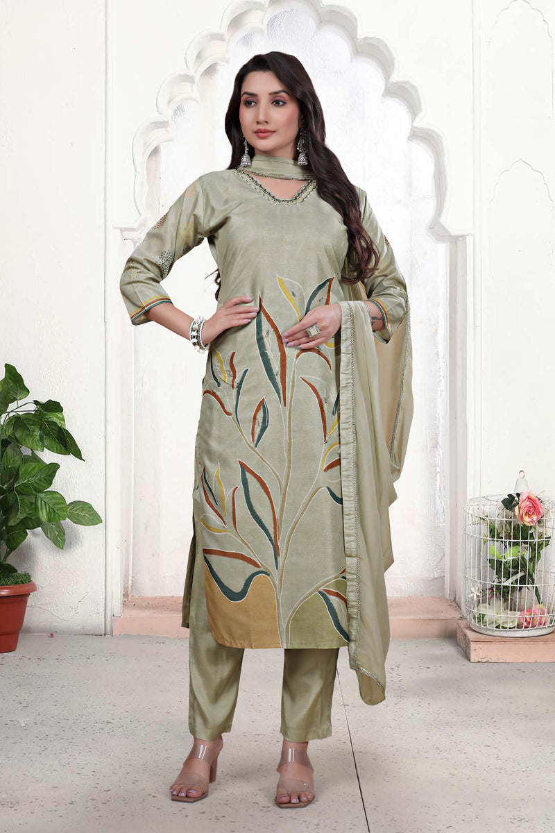 Pure Muslin Kurti Set with Dupatta – Khatli Handwork | Parmeshwari Ethnic