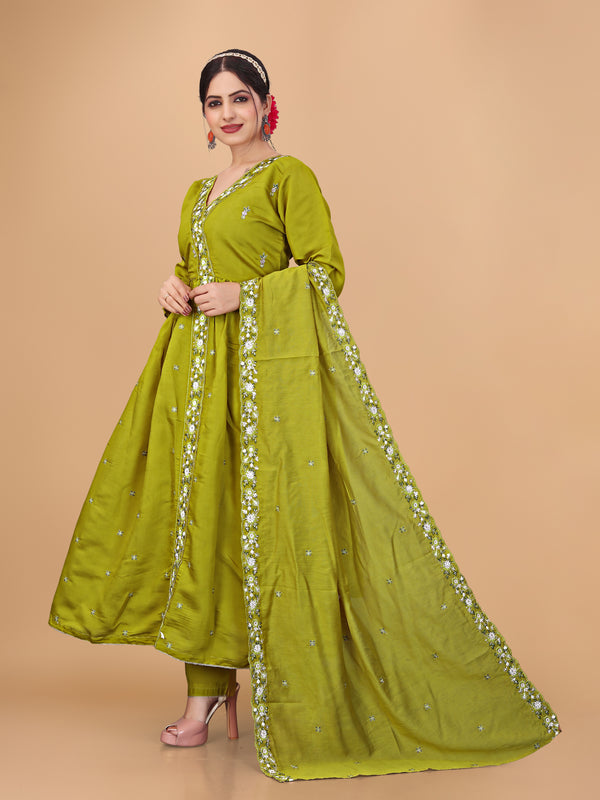 Festive Embroidered Anarkali Kurti Set with Chanderi Dupatta | Parmeshwari Ethnic