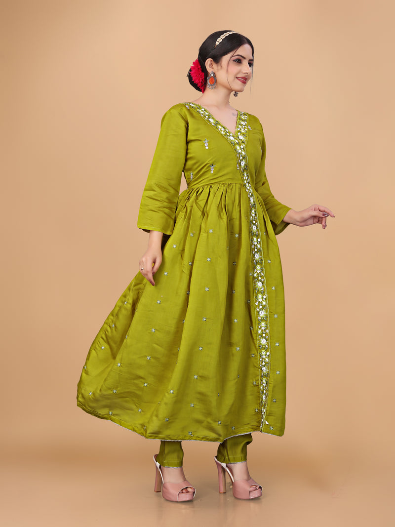Festive Embroidered Anarkali Kurti Set with Chanderi Dupatta | Parmeshwari Ethnic
